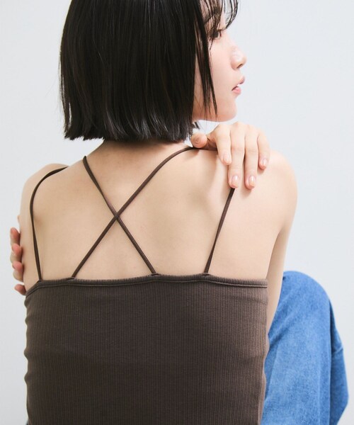 VIS（ビス）の「アメスリカップ付きインナーキャミソール（キャミソール・レディース・ブラック/ホワイト/ダークブラウン・F）」の6枚目の写真