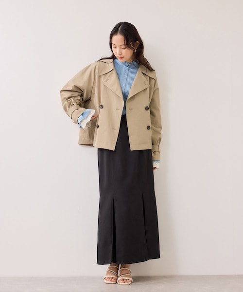 VIS（ビス）の「ショートトレンチコート/UVケア・撥水・花粉ガード（トレンチコート・レディース・ベージュ系/ネイビー・F）」の13枚目の写真