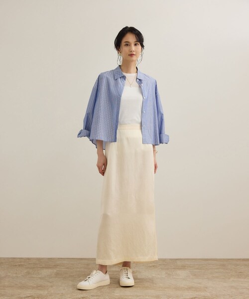 ROPE'(ロペ)の「シアーフライス5分袖プルオーバー(Tシャツ/カットソー・レディース・ブラック/ホワイト・F)」の8枚目の写真