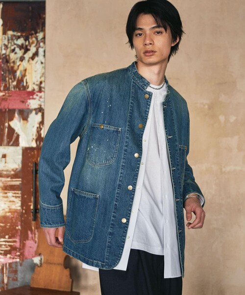 URBAN RESEARCH（アーバンリサーチ）の「new basic 10oz DENIM STAND COVERALL（カバーオール・メンズ・BLACK/INDIGO・M/L）」の15枚目の写真