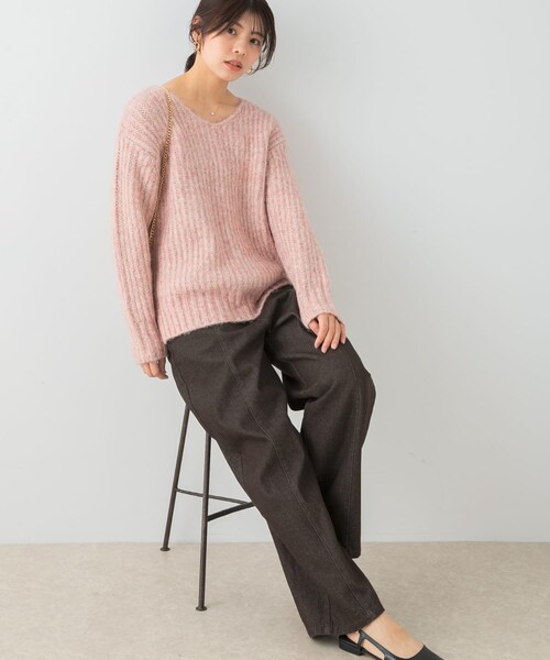 URBAN RESEARCH ROSSO（アーバンリサーチロッソ）の「F by ROSSO　カーブフォルムデニムパンツ（デニムパンツ・レディース・NAVY/BROWN・36/38）」の6枚目の写真