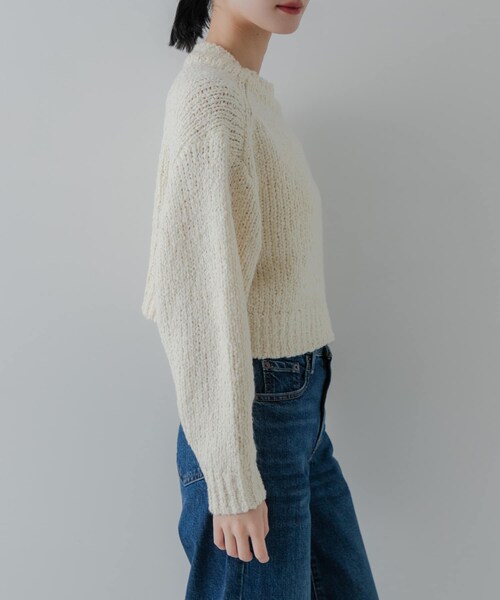 URBAN RESEARCH（アーバンリサーチ）の「バルキーブークレニット（ニット/セーター・レディース・OFF WHITE/PINK/BLACK MIX・Free）」の9枚目の写真