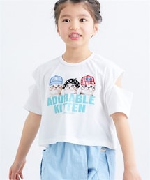 nissen | 転写プリントアップリケ刺しゅう半袖Tシャツ（女の子）(Tシャツ/カットソー)
