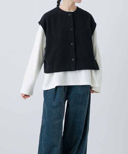 かぐれ（カグレ）の「ナッピングウール2WAYベスト（ベスト・レディース・BLACK/CHARCOAL・FREE）」の8枚目の写真