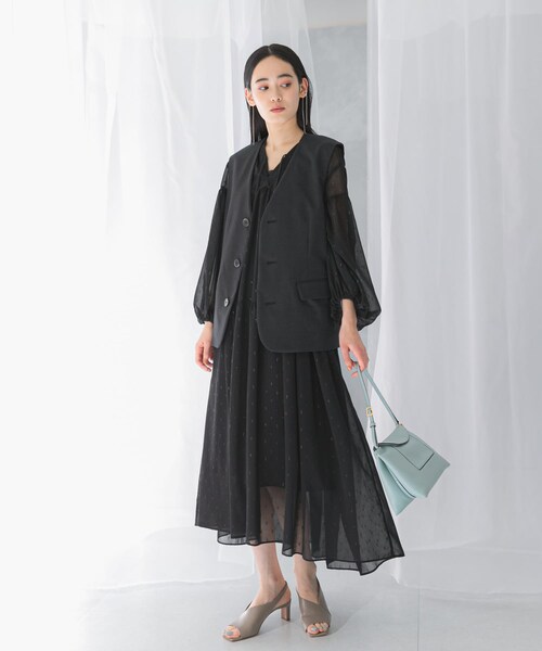 URBAN RESEARCH ROSSO（アーバンリサーチロッソ）の「カットジャガードティアードワンピース（ワンピース・レディース・BLUE/BLACK・FREE）」の4枚目の写真