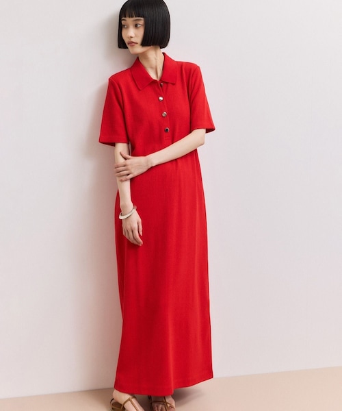 ADAM ET ROPE'(アダムエロペ)の「【WEB限定】ハーフスリーブポロシャツワンピース(ワンピース・レディース・ブラック/チャコール/ネイビー系/レッド・M/S)」の20枚目の写真