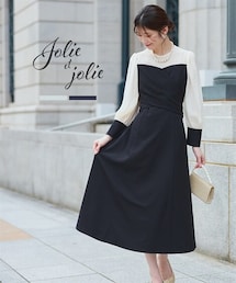 Jolie et Jolie | 【結婚式・パーティードレス】カシュクールウエストバックリボンワンピースドレス＜大きいサイズ＞(ドレス)