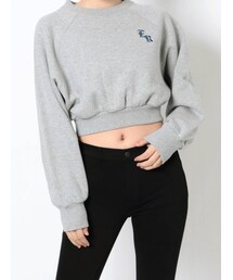 EVRIS | ボリュームスリーブクロップドスウェットトップス(スウェット)