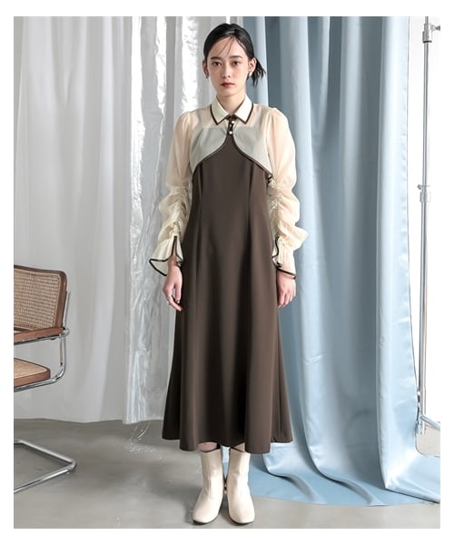 【結婚式・パーティー・オケージョンドレス】シフォンジーボレロワンピースドレス｜大きいサイズ有〔Callarus〕