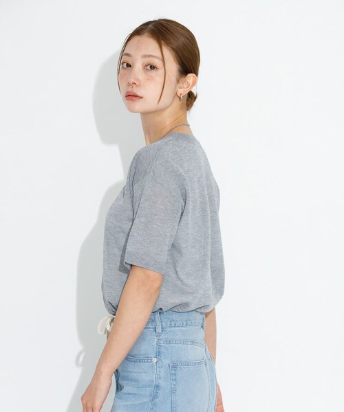 URBAN RESEARCH Sonny Label（アーバンリサーチサニーレーベル）の「シアーラメニットTシャツ（ニット/セーター・レディース・グレー/バター/ブラック・FREE）」の20枚目の写真
