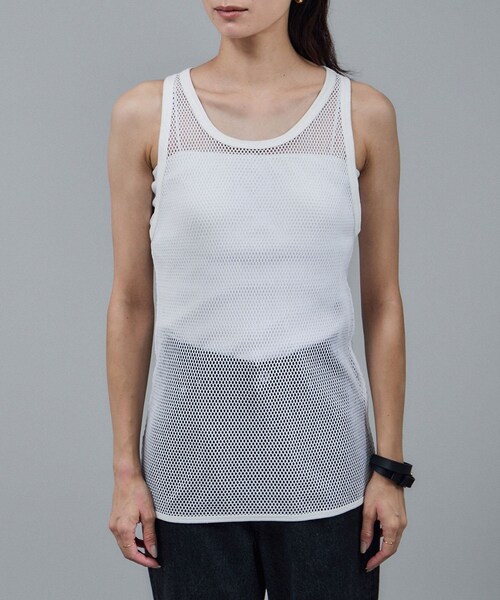 ADAM ET ROPE'（アダムエロペ）の「【IRONING（アイロニング）】mesh tank top（タンクトップ・レディース・ホワイト・F）」の13枚目の写真