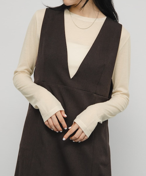 KBF（ケイビーエフ）の「シアーリブデザインカットソー（Tシャツ/カットソー・レディース・L.BEIGE/PINK/CHARCOAL・one）」の2枚目の写真