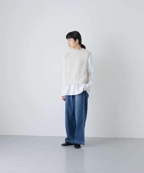かぐれ（カグレ）の「2WAY綿麻ニットベスト（ベスト・レディース・IVORY/INK BLACK・Free）」の10枚目の写真