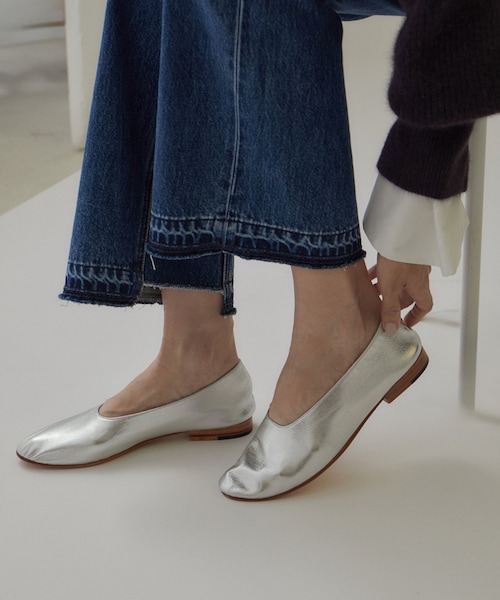 Martiniano マルティニアーノ　パンプス　ホワイト　パーティ MARTINIANO マルティニアーノ- PARTY FLAT / SILVER