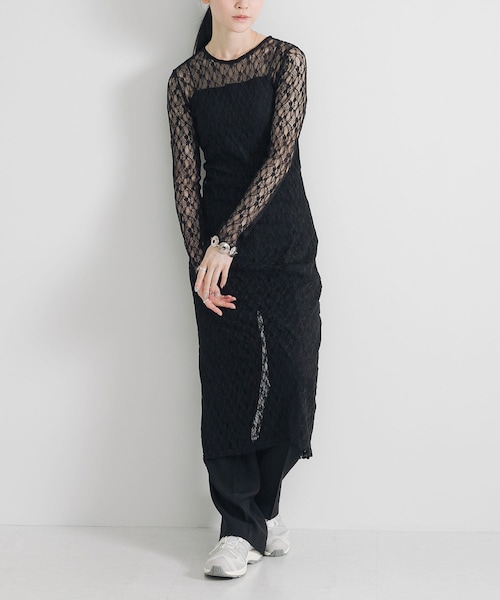 URBAN RESEARCH（アーバンリサーチ）の「ストレッチレースカットワンピース（ワンピース・レディース・OFF/BLACK・FREE）」の2枚目の写真