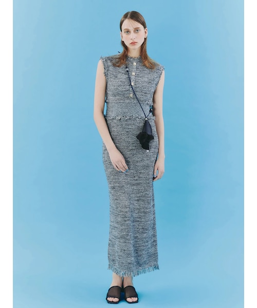 TONAL(トーナル)の「サマーツイードリブニットワンピース(ワンピース・レディース・グレー/ピンク/ブラウン・M/S)」の3枚目の写真