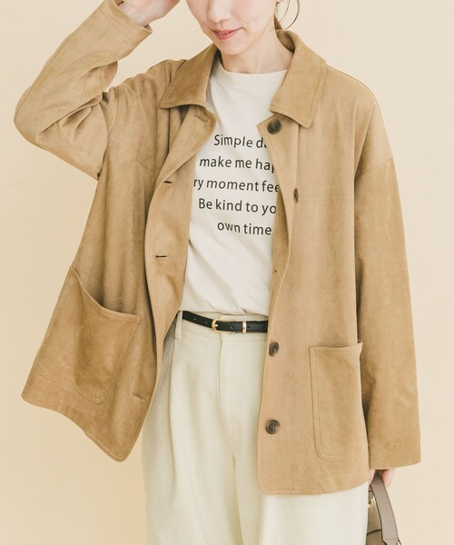 ITEMS URBANRESEARCH（アイテムズ アーバンリサーチ）の「フェイクスエードオーバージャケット（テーラードジャケット・レディース・BEG/BRN・Free）」の2枚目の写真