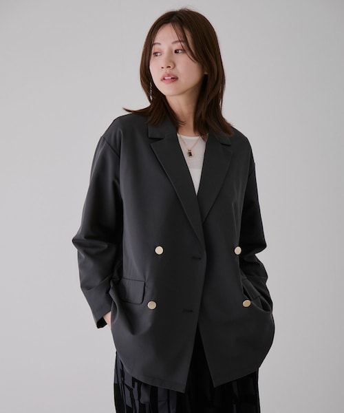 Jayro(ジャイロ)の「金ボタンダブルテーラージャケット(テーラードジャケット・レディース・ブラック/チャコール/グレー/ダークブラウン/ブラウン/ベージュ・M)」の5枚目の写真