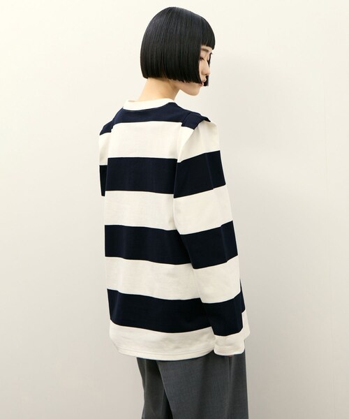ADAM ET ROPE'(アダムエロペ)の「【PHEENY(フィーニー)】別注 Heavy weight border tucked sleeve(Tシャツ/カットソー・レディース・ネイビー/ワイン系・F)」の10枚目の写真