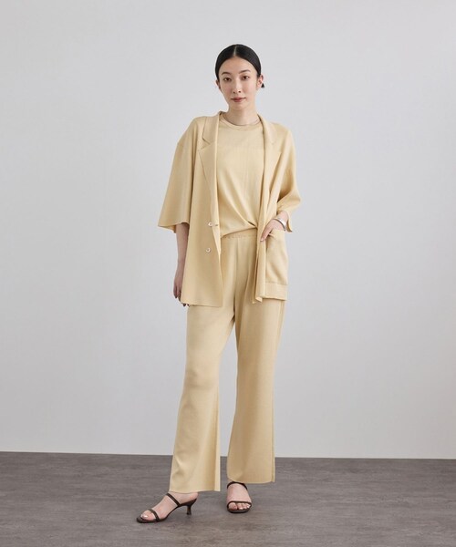 ADAM ET ROPE'（アダムエロペ）の「クールニットエフォートレスパンツ / セットアップ対応（その他パンツ・レディース・ブラック/キナリ・F）」の5枚目の写真