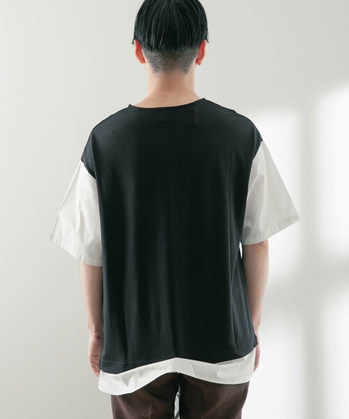 ITEMS URBANRESEARCH(アイテムズ アーバンリサーチ)の「布帛切替レイヤードクルーネックトップス(Tシャツ/カットソー・メンズ・BLK/BEG/MTD/GRY・M/L)」の15枚目の写真