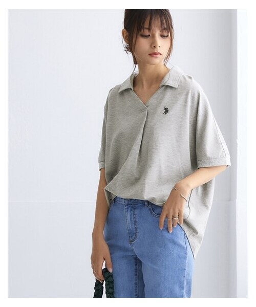 nissen（ニッセン）の「【U.S. POLO ASSN.】スキッパーポロシャツ（ポロシャツ・レディース・黒/オフホワイト/モスグリーン/杢グレー・S/M/L/LL/3L/4L/5L/6L）」の19枚目の写真