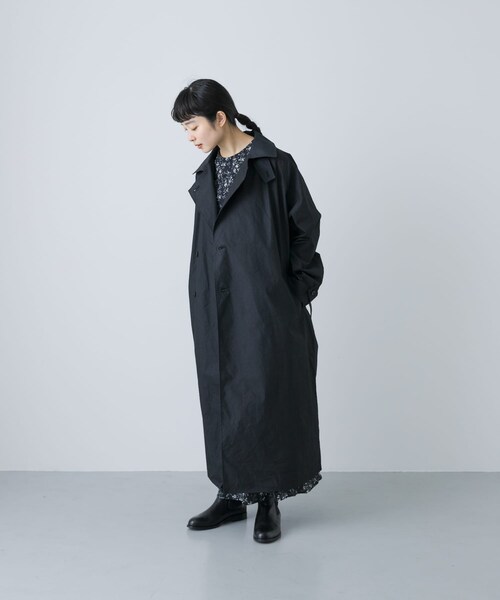 かぐれ（カグレ）の「コットンナイロンオーバートレンチコート（ステンカラーコート・レディース・BLACK/BEIGE・FREE）」の16枚目の写真