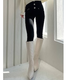 GYDA | H/Wボタン BACK WレースUPスキニーパンツ(デニムパンツ)