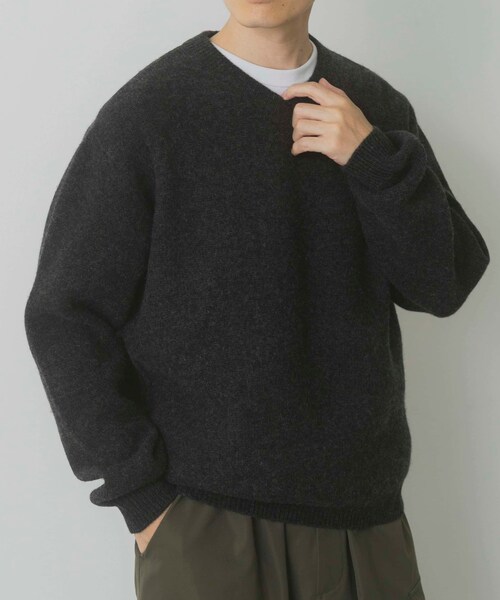 ITEMS URBANRESEARCH（アイテムズ アーバンリサーチ）の「タスマニア メリノウール100 Vネックニット（ニット/セーター・メンズ・WHT/BEG/MTD/DARK BLUE/BGD/CHA・M/L）」の18枚目の写真