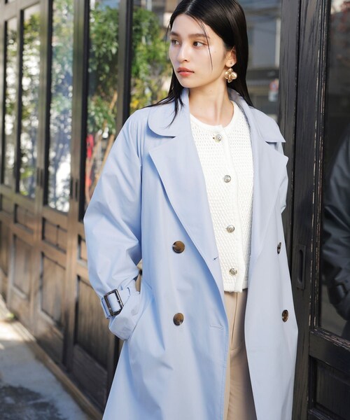 VIS（ビス）の「【定番人気】【撥水/UVケア】後ろタックトレンチコート スプリングコート（トレンチコート・レディース・キナリ/ベージュ/サックス・F）」の14枚目の写真