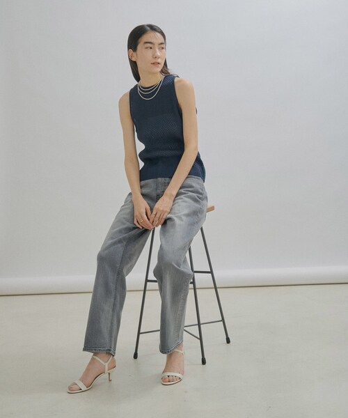 ADAM ET ROPE'（アダムエロペ）の「【公式サイト限定】【BATONER for SALON】SEE THROUGH TANK TOP（タンクトップ・レディース・ベージュ/ネイビー/サックス・F）」の20枚目の写真