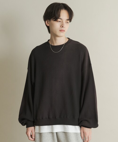 SENSE OF PLACE by URBAN RESEARCH(センスオブプレイスバイアーバンリサーチ)の「フェードワッフルバルーンスウェット(スウェット・メンズ・BLACK/BROWN/BLUE・M/L)」の9枚目の写真