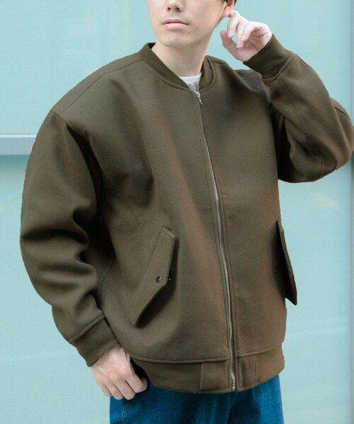 ITEMS URBANRESEARCH（アイテムズ アーバンリサーチ）の「ウールライクメルトン MA-1（MA-1・メンズ・KHK/BLK/MOC・M/L）」の4枚目の写真