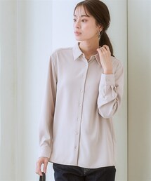 7days Life Styling | ストレッチパウダーサテンレギュラーカラーシャツ（しわになりにくい・速乾・洗濯機OK・UVカット）<大きいサイズ有>(シャツ/ブラウス)