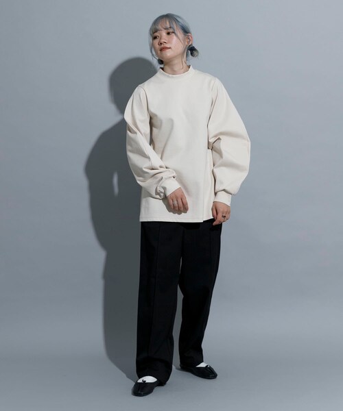 THE GOODLAND MARKET（ザグッドランドマーケット）の「『別注』MIDIUMISOLID×TGM　Recycled polyester PULLOVER（Tシャツ/カットソー・レディース・L.Beige/C.Gray/BLACK・one）」の21枚目の写真