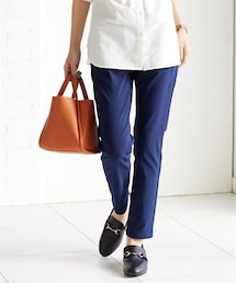 nissen | 大きいサイズ(接触冷感)超ストレッチレーヨン混アンクル丈スリムパンツ（ゆったり太もも）（選べる２レングス）(パンツ)