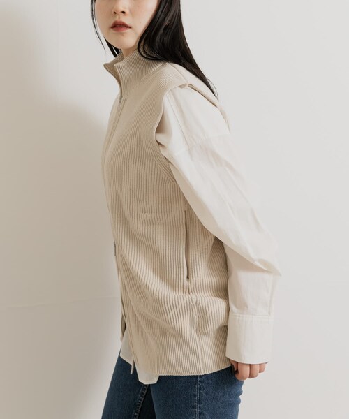 THE GOODLAND MARKET（ザグッドランドマーケット）の「米富繊維　MERCERIZED COTTON RIB VEST（ベスト・メンズ・40IVORY/12GRAY/24ORANGE・1/3）」の6枚目の写真