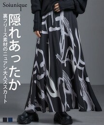 Soiunique | 裏あったか総アート柄フレアスカート ［Soiunique］(スカート)
