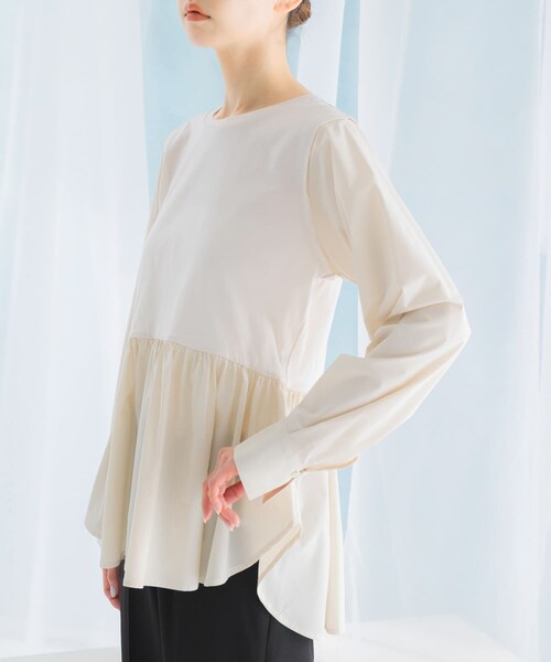 URBAN RESEARCH ROSSO（アーバンリサーチロッソ）の「ペプラムドッキングプルオーバー（Tシャツ/カットソー・レディース・IVORY/BLACK・FREE）」の4枚目の写真