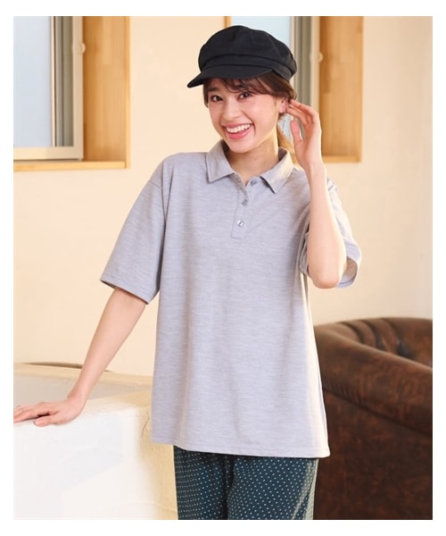 nissen（ニッセン）の「吸汗速乾・ＵＶカットカノコ５分袖ポロシャツ＜大きいサイズ有＞（ポロシャツ・レディース・黒/オフホワイト/ネイビー/杢グレー/マホガニーブラウン/カージナルレッド/フォレストグリーン/ピンク/ブルー/ターコイズグリーン/ラベンダー/アッシュカーキ・L/LL/3L/4L/5L/6L/8L/10L/S/M）」の22枚目の写真