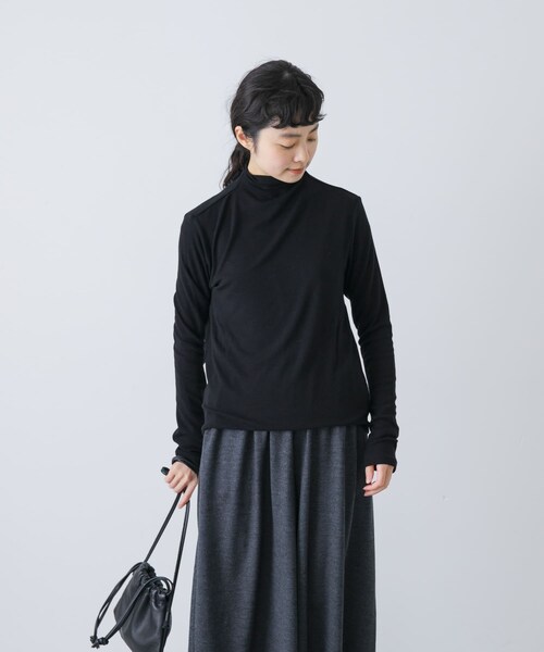 かぐれ（カグレ）の「ボトルネックソフトリブカットソー（Tシャツ/カットソー・レディース・L.GRAY/YELLOW/BLACK・Free）」の5枚目の写真