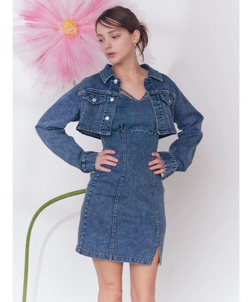 EATME（イートミー）の「BACKレースアップデニムワンピセット（ワンピース・レディース・ブラック/ブルー・S/M）」の7枚目の写真