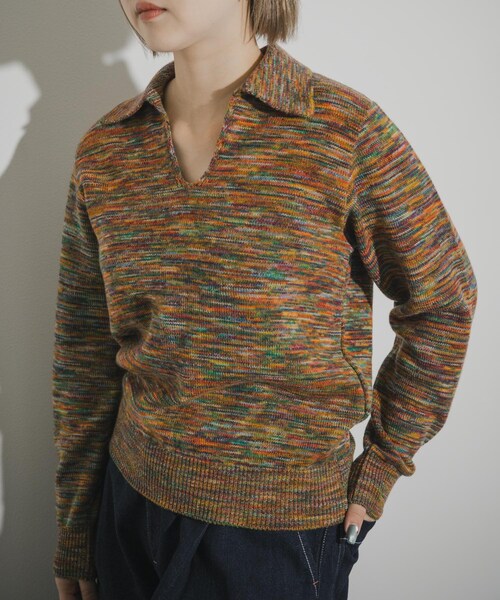 THE GOODLAND MARKET（ザグッドランドマーケット）の「COOHEM　ONI KASURI WOOL KNIT PULLOVER（ニット/セーター・レディース・04BLUE/02RED・Free）」の3枚目の写真