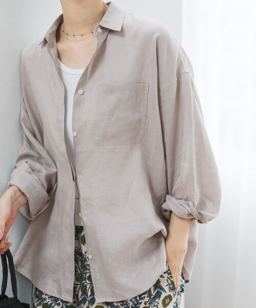 URBAN RESEARCH DOORS(アーバンリサーチドアーズ)の「リネンオーバーシャツ(シャツ/ブラウス・レディース・STRIPE/PINK/L.GRAY・Free)」の10枚目の写真