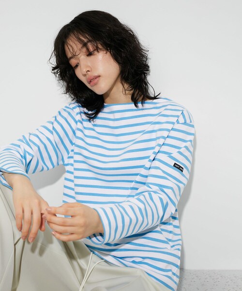 ADAM ET ROPE'(アダムエロペ)の「【SAINT JAMES for ADAM ET ROPE'】セントジェームス別注OUESSANT(Tシャツ/カットソー・レディース・ネイビー/ブルー/ピンク/イエロー・1/3/5)」の11枚目の写真