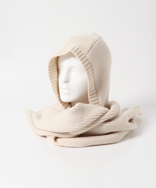 SENSE OF PLACE by URBAN RESEARCH（センスオブプレイスバイアーバンリサーチ）の「フードツキニットストール（ストール/ショール・レディース・IVORY/BLACK・one）」の14枚目の写真
