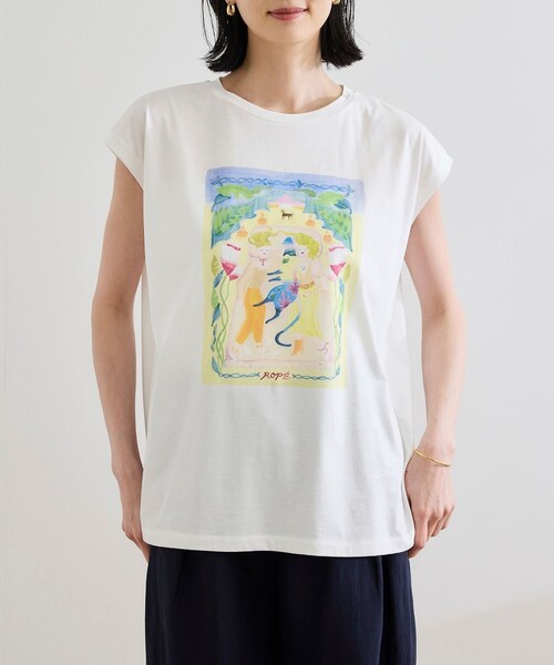 ROPE'（ロペ）の「【Kei Nagayama for ROPE'】プリント ノースリーブTEE【接触冷感・洗濯耐久あり】（Tシャツ/カットソー・レディース・ホワイト・F）」の16枚目の写真