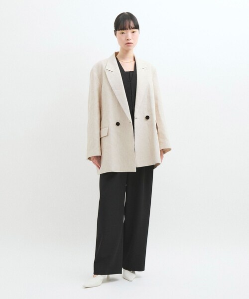 ADAM ET ROPE'（アダムエロペ）の「リネンMIXオーバージャケット（テーラードジャケット・レディース・キナリ/ベージュ・F）」の5枚目の写真