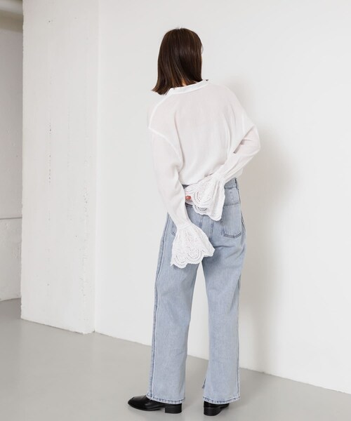 SENSE OF PLACE by URBAN RESEARCH(センスオブプレイスバイアーバンリサーチ)の「スカラップレースヨウリュウブラウス(シャツ/ブラウス・レディース・BLACK/OFF WHITE/CORAL・one)」の10枚目の写真