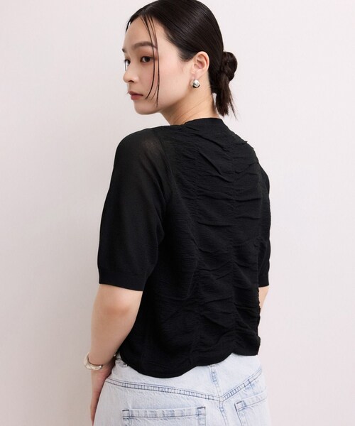 ADAM ET ROPE'(アダムエロペ)の「【WEB限定】シアーシャーリングカーディガン(カーディガン/ボレロ・レディース・ブラック/ホワイト/サックス・F)」の9枚目の写真